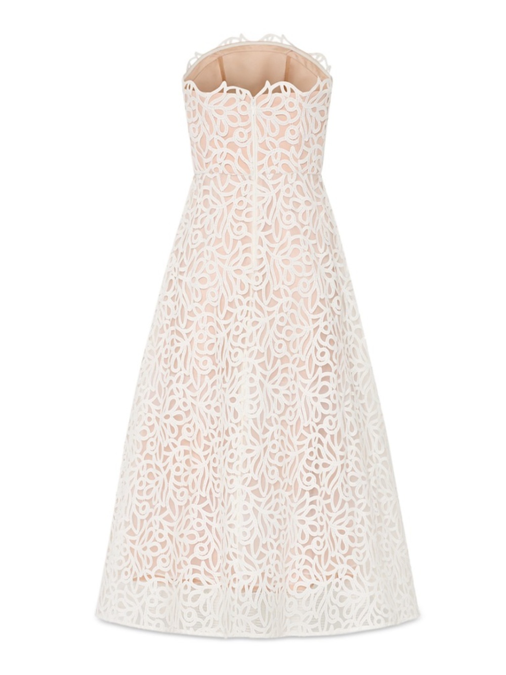 NWT Milly Petunia Curled Lace Strapless Midi Dress White Size 8 Bridal Cocktail - Picture 4 of 4